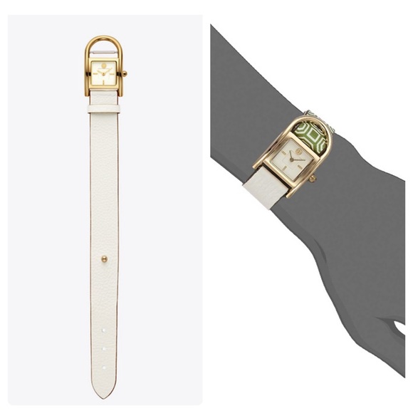 Tory Burch THAYER WATCH, GREEN LEATHER/GOLD-TONE - Picture 3 of 8